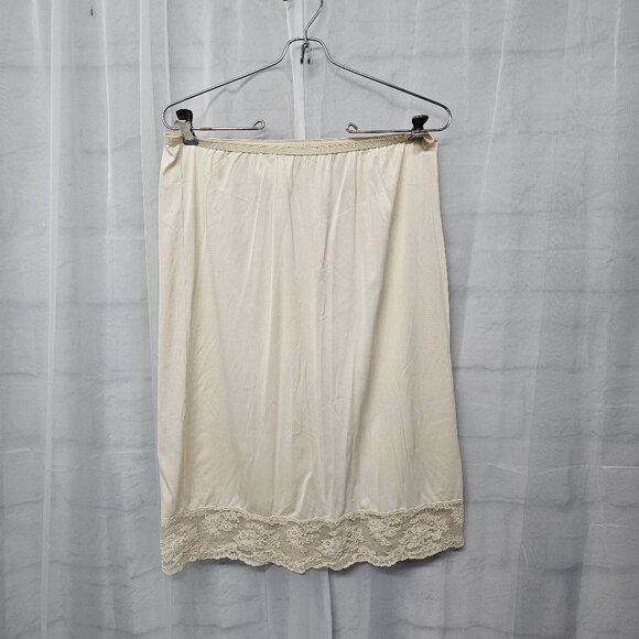 Vintage Komar Cream Half Slip Skirt Lace Trim Coquette Y2K Fairy Retro M - Picture 1 of 7